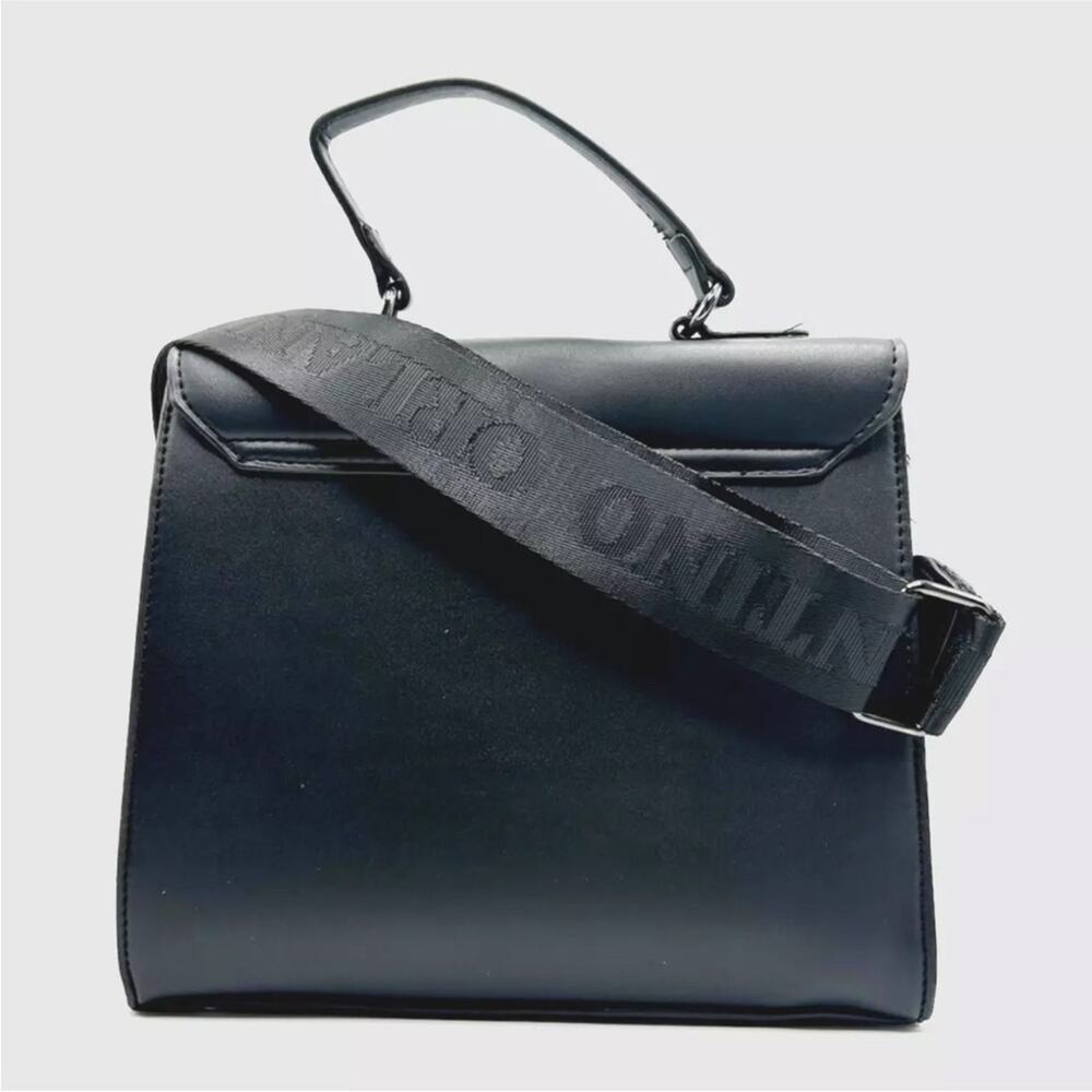 NEW ORLANDI VALENTINO Black Gunmetal Silver Stud Studded Crossbody Bag Purse - Picture 15 of 15